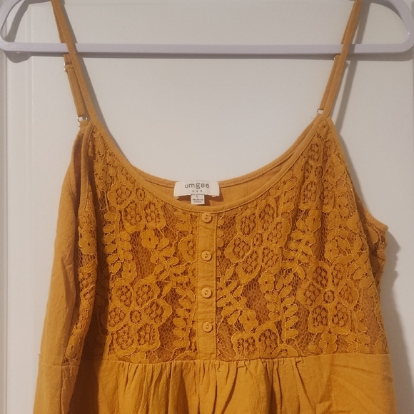 *NWT* Women's Umgee Mustard Lace Mini Dress Size Large - Picture 3 of 8